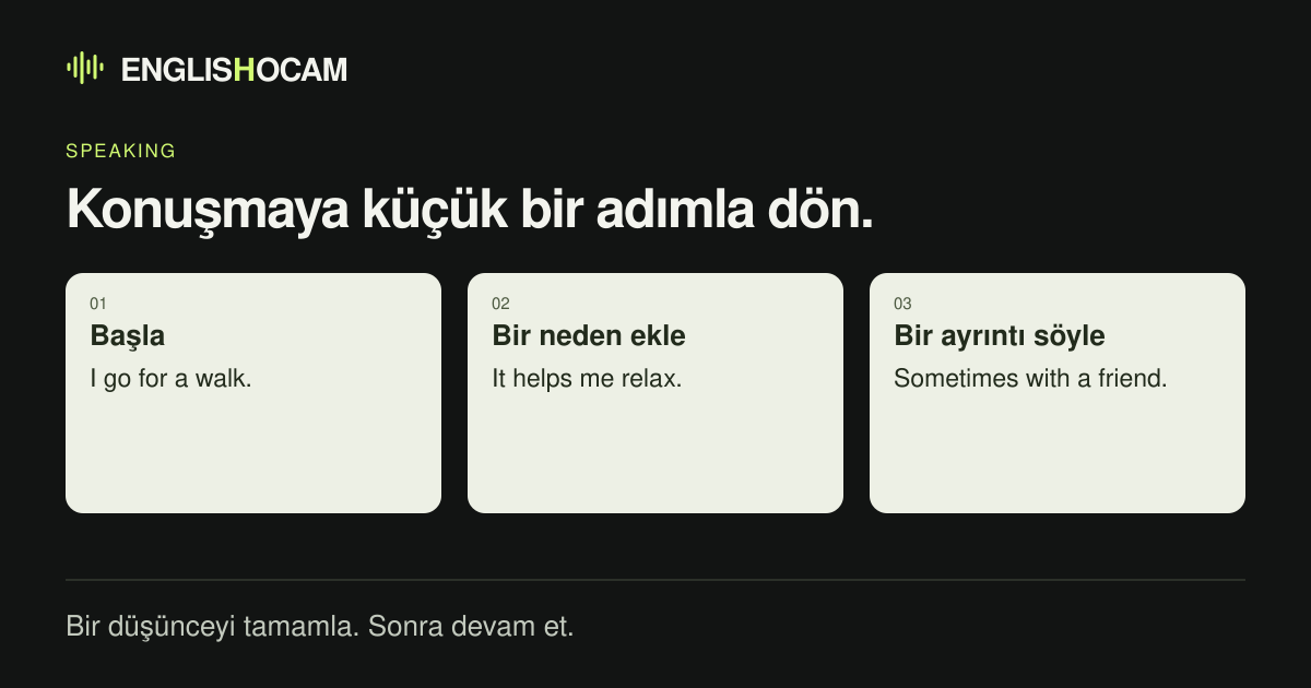 Konuşmaya dönüş: kısa bir başlangıç cümlesi, bir neden ve bir örnek.